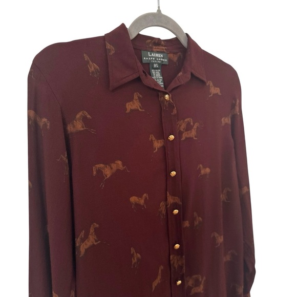 Vintage Lauren Ralph Lauren Horse Print Equestrian Button Down Shirt Size SP - Picture 4 of 9